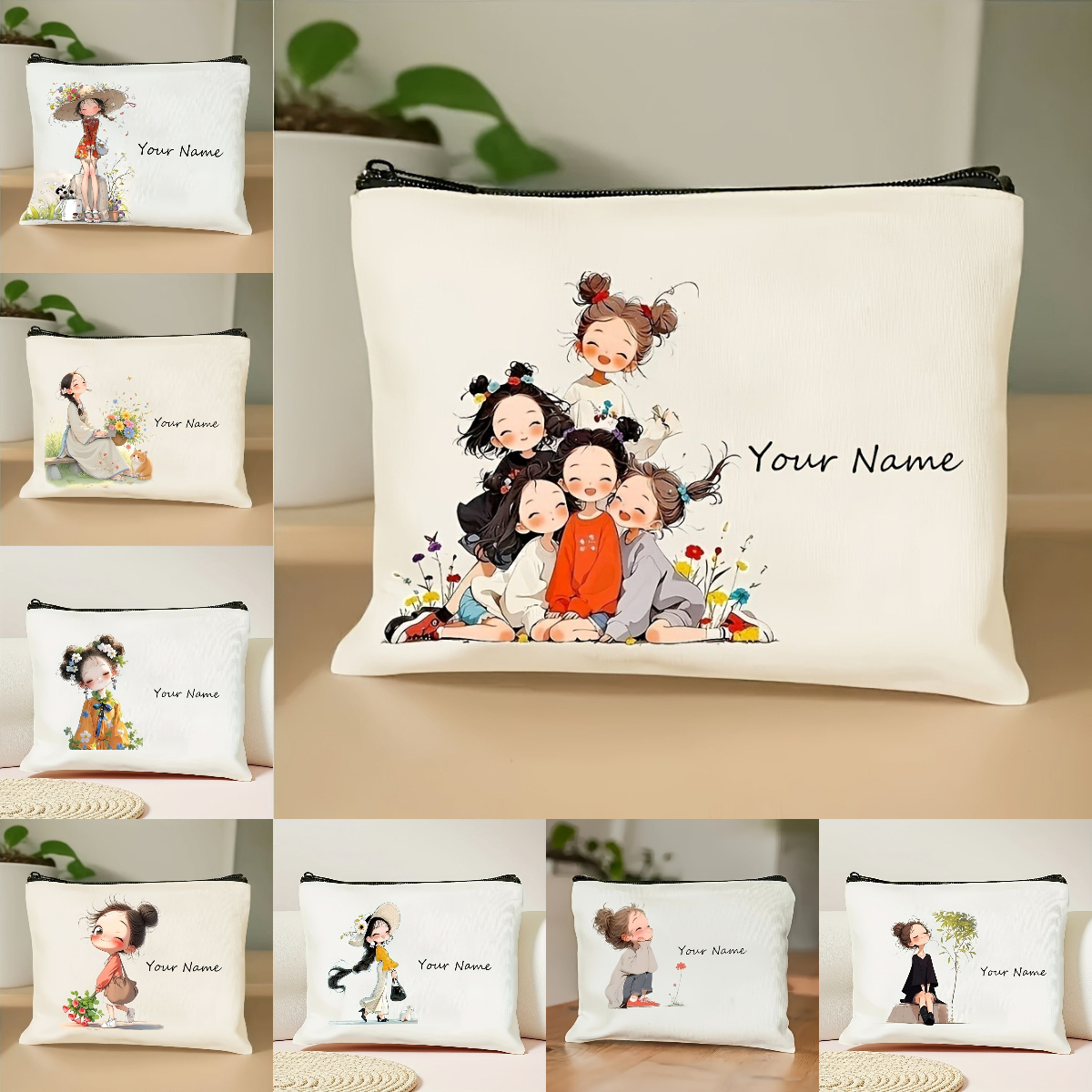 Travel Accessories Organizer Case - Korean-Style Anime Girl Makeup Bag Custom