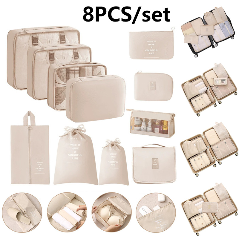 Travel Accessories Packing Cubes - 8Pcs Travel Packing Cubes Set Waterproof