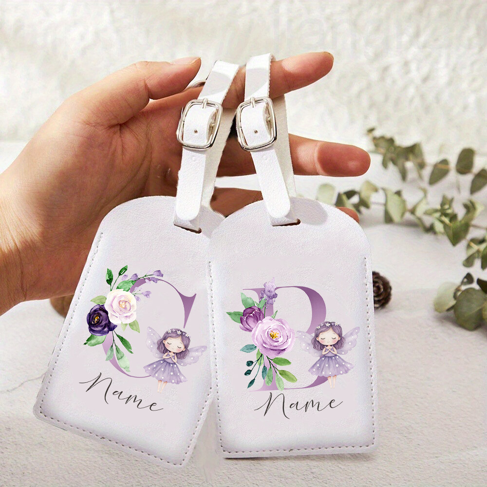 Travel Accessories Name - Personalized PU Luggage Tag, Flower Fairy