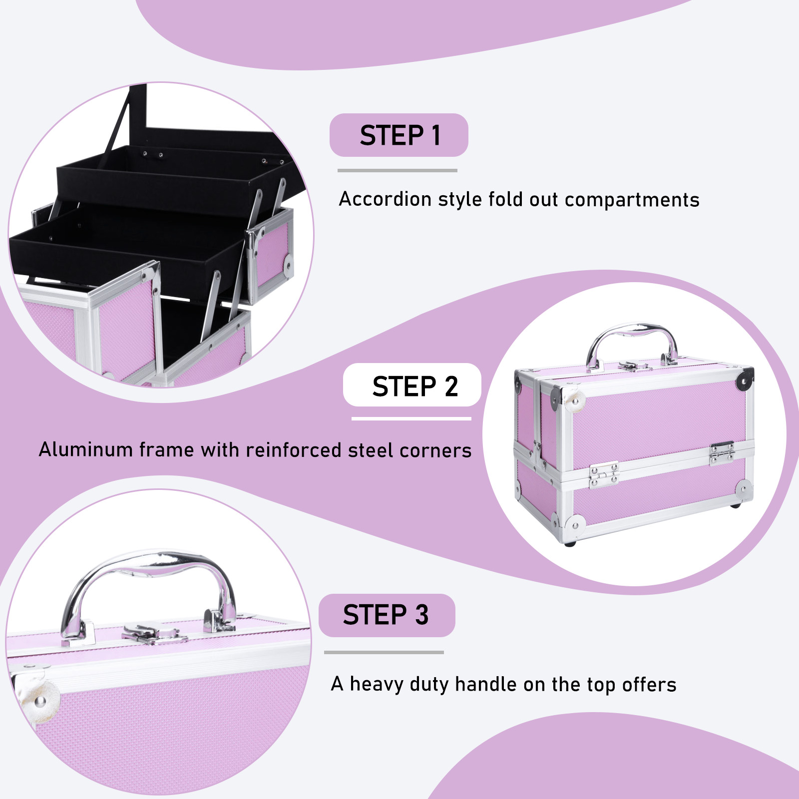 Pink Aluminum Alloy Makeup Cas – Travel Accessories Organizer Case recenzja i cena