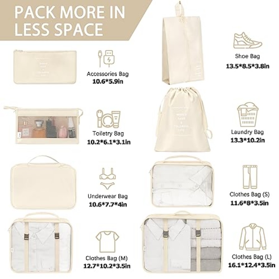 8 Set Packing Cubes for Travel – Travel Accessories Packing Cubes recenzja i cena